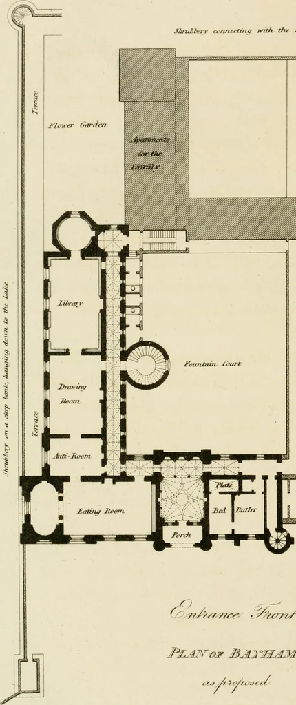 An illustration from Observations on the theory and practice of landscape gardening : including some remarks on Grecian and Gothic architecture, collected from various manuscripts, in the possession of the different noblemen and gentlemen, for whose use they were originally written : the whole tending to establish fixed principles in the respective arts, 1805, leaf 305