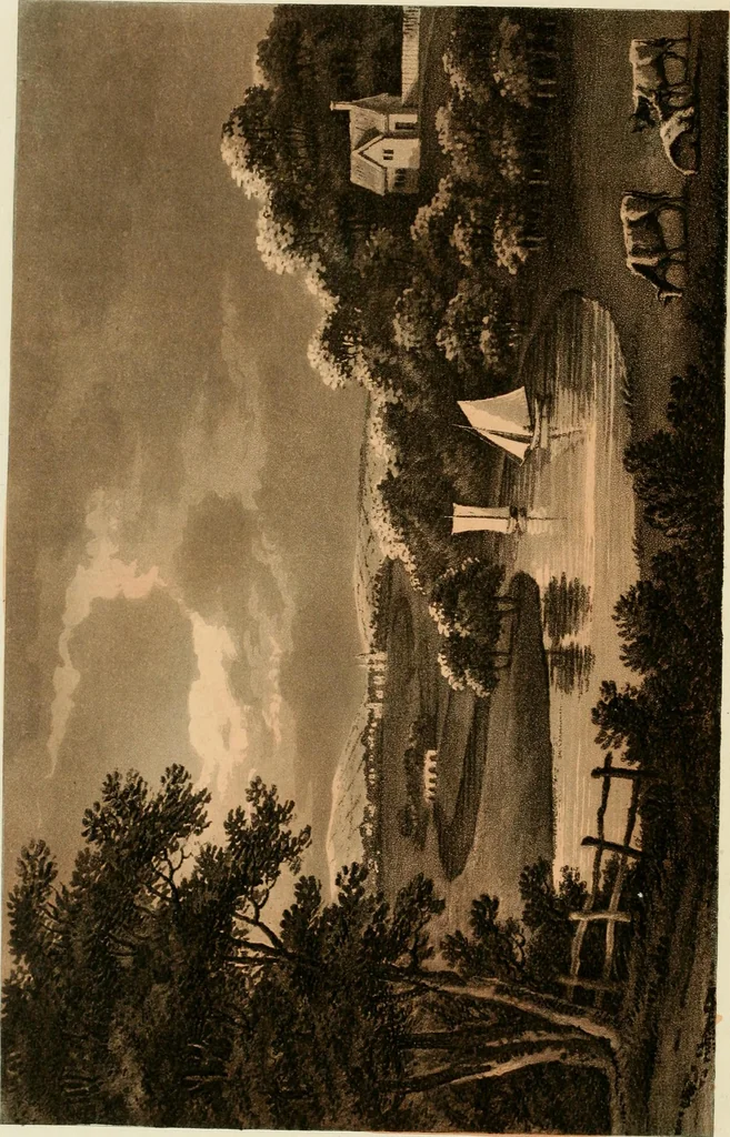 An illustration from Observations on the theory and practice of landscape gardening : including some remarks on Grecian and Gothic architecture, collected from various manuscripts, in the possession of the different noblemen and gentlemen, for whose use they were originally written : the whole tending to establish fixed principles in the respective arts, 1805, leaf 61