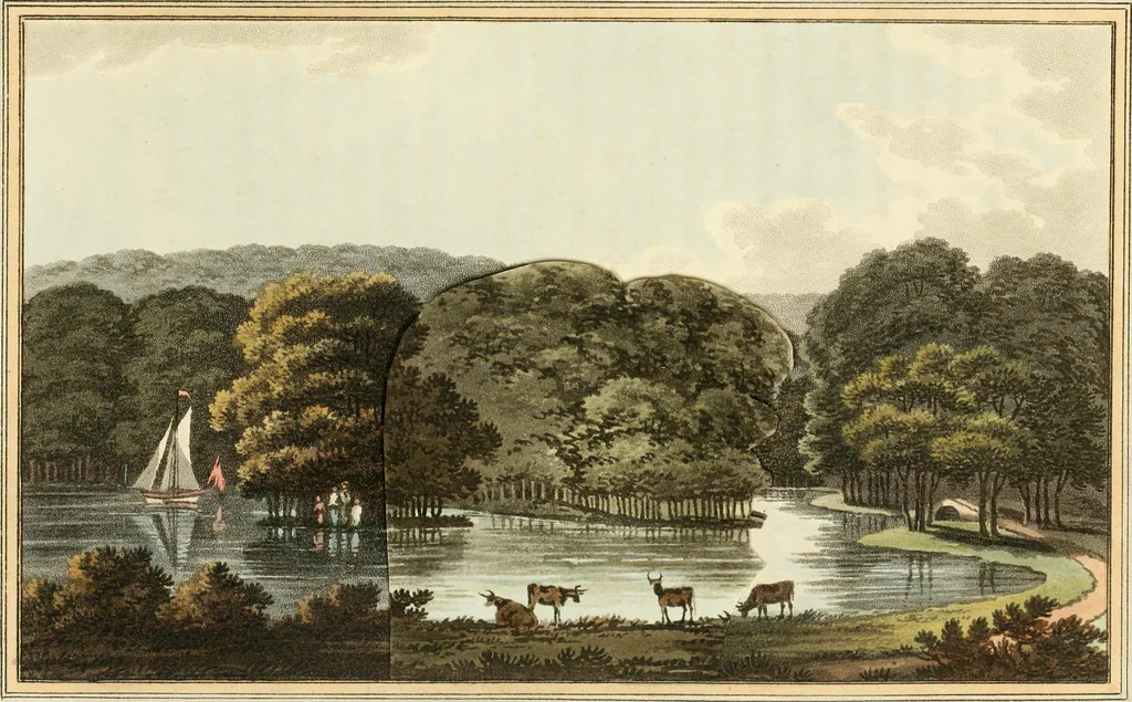An illustration from Observations on the theory and practice of landscape gardening : including some remarks on Grecian and Gothic architecture, collected from various manuscripts, in the possession of the different noblemen and gentlemen, for whose use they were originally written : the whole tending to establish fixed principles in the respective arts, 1805, leaf 68