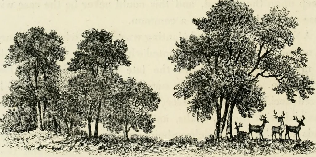 An illustration from Observations on the theory and practice of landscape gardening : including some remarks on Grecian and Gothic architecture, collected from various manuscripts, in the possession of the different noblemen and gentlemen, for whose use they were originally written : the whole tending to establish fixed principles in the respective arts, 1805, leaf 93