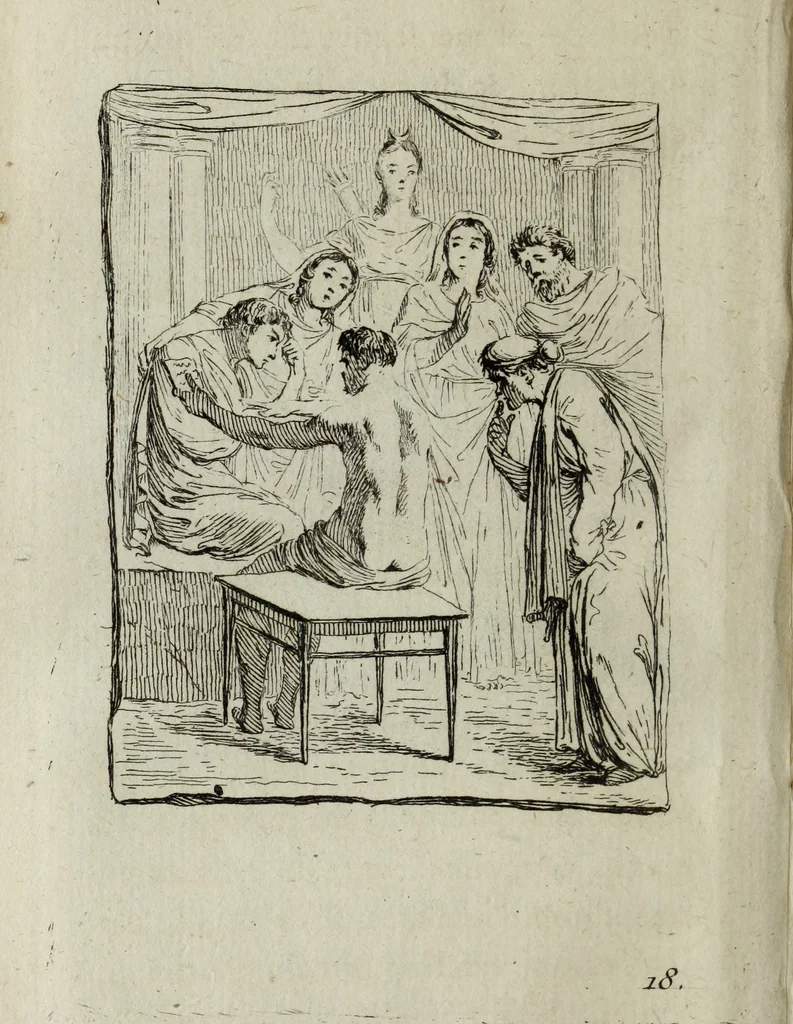 An illustration from Observations sur les antiquités de la ville d'Herculanum : avec quelques réflexions sur la peinture & la sculpture des anciens & une courte description de quelques antiquités des environs de Naples, 1754, leaf 101