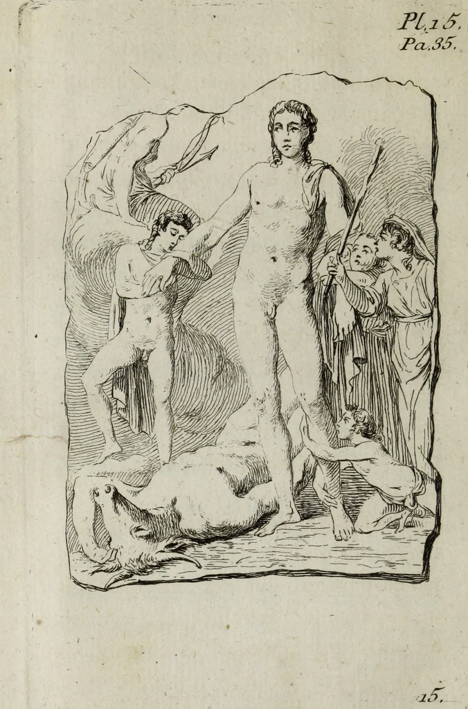 An illustration from Observations sur les antiquités de la ville d'Herculanum : avec quelques réflexions sur la peinture & la sculpture des anciens & une courte description de quelques antiquités des environs de Naples, 1754, leaf 93