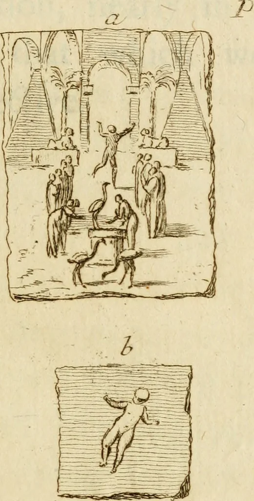 An illustration from Observations upon the antiquities of the town of Herculaneum, discovered at the foot of Mount Vesuvius : with some reflections on the painting and sculpture of the ancients : and a short description of the antiquities in the neighbourhood of Naples, 1754, leaf 128
