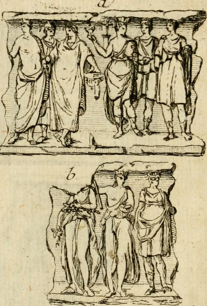 An illustration from Observations upon the antiquities of the town of Herculaneum, discovered at the foot of Mount Vesuvius : with some reflections on the painting and sculpture of the ancients : and a short description of the antiquities in the neighbourhood of Naples, 1754, leaf 197