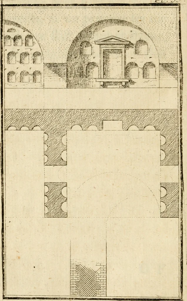 An illustration from Observations upon the antiquities of the town of Herculaneum, discovered at the foot of Mount Vesuvius : with some reflections on the painting and sculpture of the ancients : and a short description of the antiquities in the neighbourhood of Naples, 1754, leaf 215