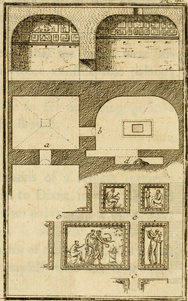 An illustration from Observations upon the antiquities of the town of Herculaneum, discovered at the foot of Mount Vesuvius : with some reflections on the painting and sculpture of the ancients : and a short description of the antiquities in the neighbourhood of Naples, 1754, leaf 239