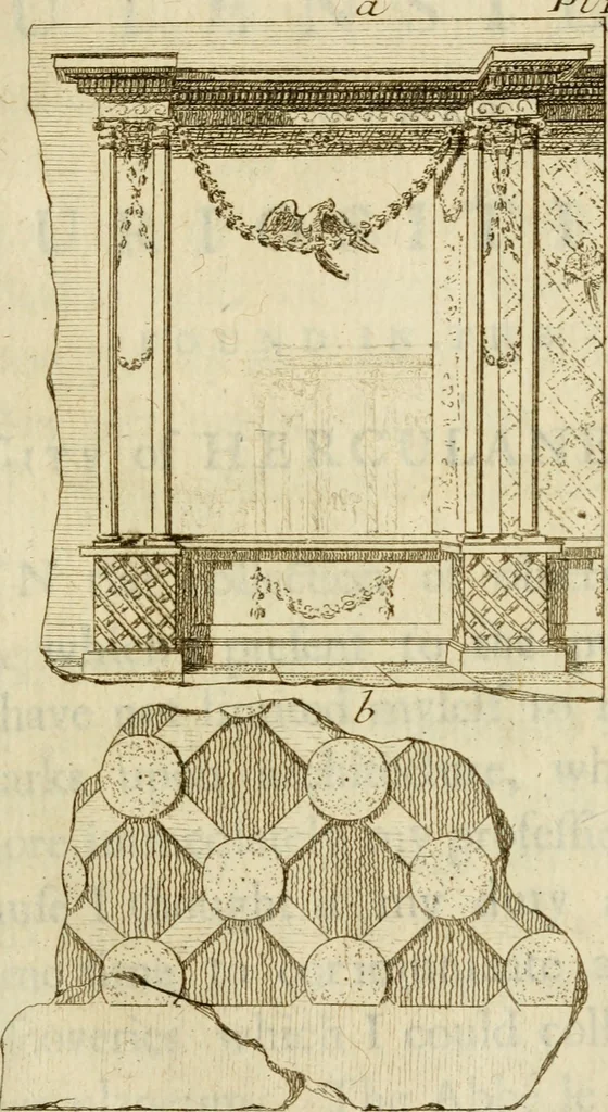 An illustration from Observations upon the antiquities of the town of Herculaneum, discovered at the foot of Mount Vesuvius : with some reflections on the painting and sculpture of the ancients : and a short description of the antiquities in the neighbourhood of Naples, 1754, leaf 72