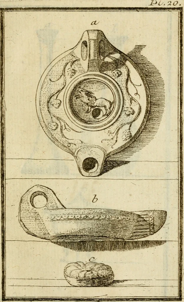 An illustration from Observations upon the antiquities of the town of Herculaneum, discovered at the foot of Mount Vesuvius : with some reflections on the painting and sculpture of the ancients : and a short description of the antiquities in the neighbourhood of Naples, 1754, leaf 80