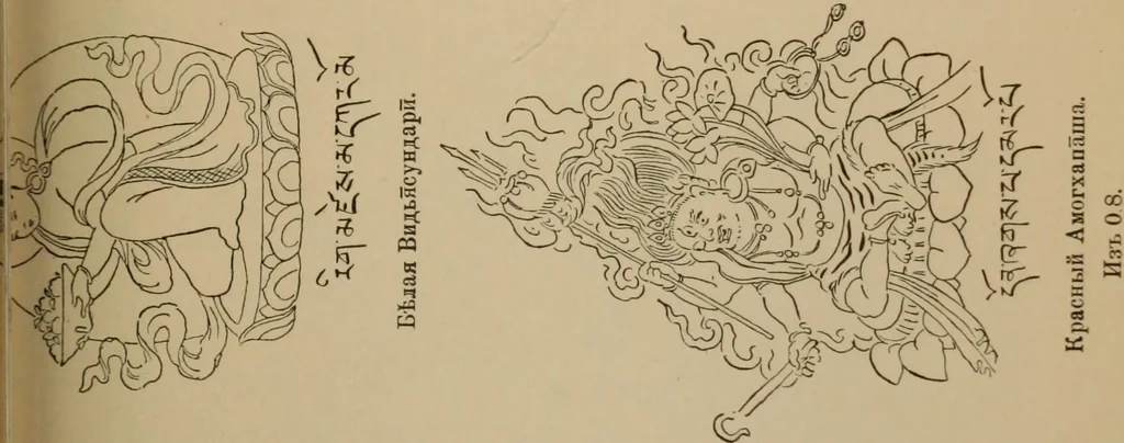 An illustration from Obzor sobraniia predmetov lamaskago kul'ta kn. .. Ukhtomskago, 1905, leaf 202