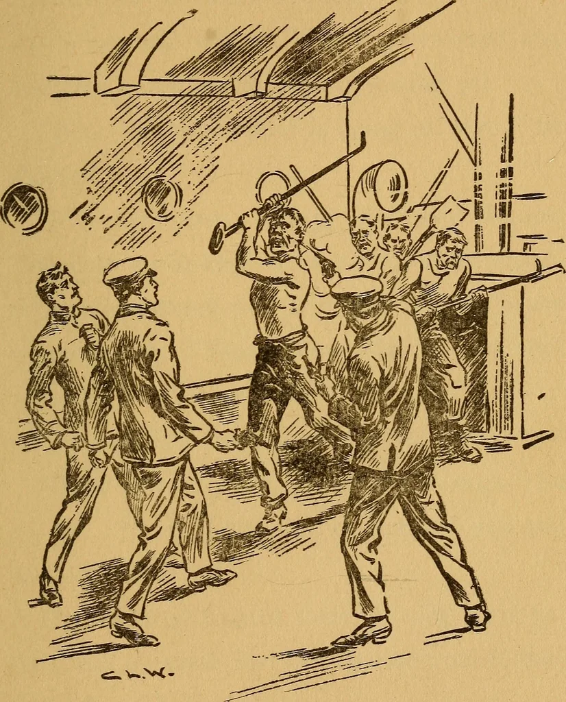 An illustration from The ocean wireless boys on the Atlantic, 1914, leaf 266
