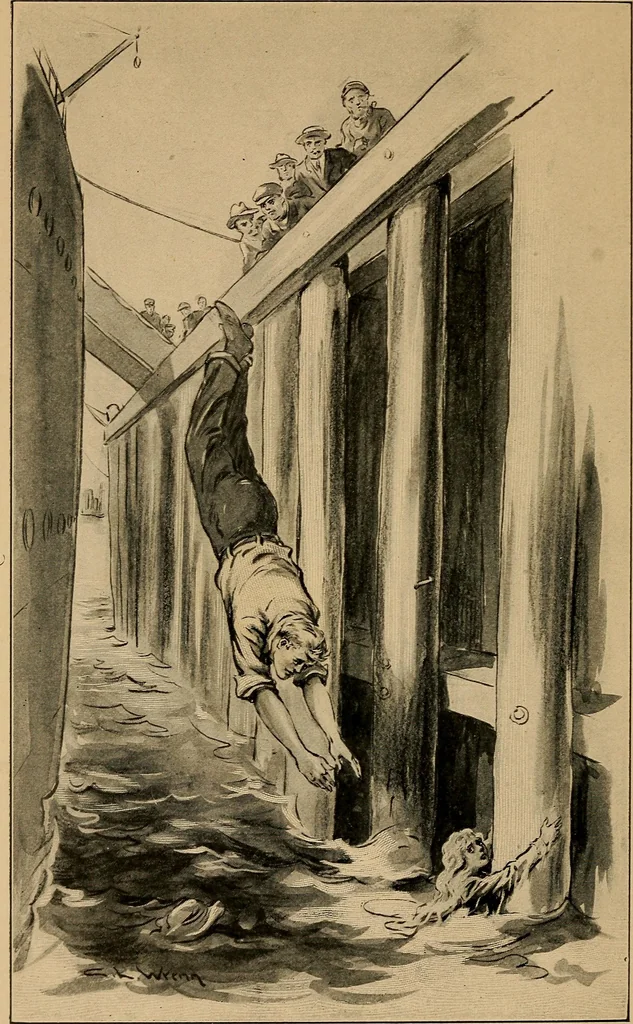 An illustration from The ocean wireless boys on the Atlantic, 1914, leaf 5