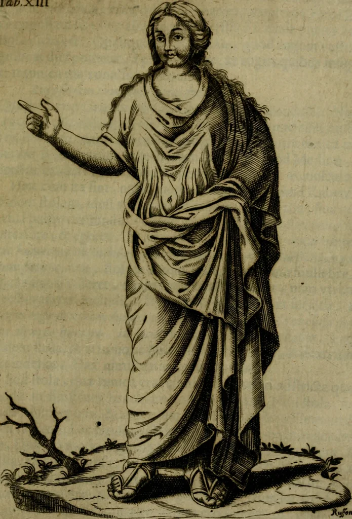 An illustration from Octauij Ferrarij Analecta de re vestiaria, siue, Exercitationes ad Alberti Rubenij Commentarium de re vestiaria, & lato clauo : accessit Dissertatio de veterum lucernis sepulchralibus, 1670, leaf 118
