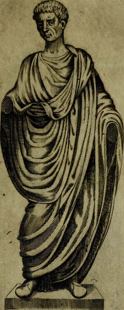An illustration from Octauij Ferrarij Analecta de re vestiaria, siue, Exercitationes ad Alberti Rubenij Commentarium de re vestiaria, & lato clauo : accessit Dissertatio de veterum lucernis sepulchralibus, 1670, leaf 166
