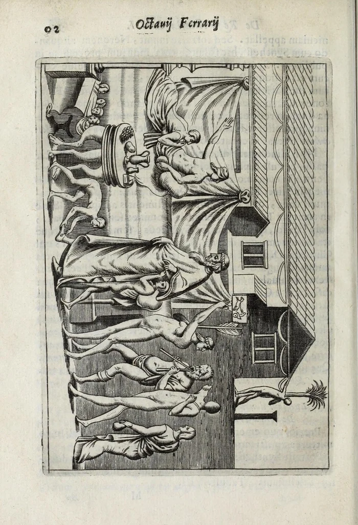 An illustration from Octavii Ferrari de re vestiaria, libri septem : quatuor postremi nunc primum prodeunt : reliqui emendatiores & auctiores .., 1654, leaf 126