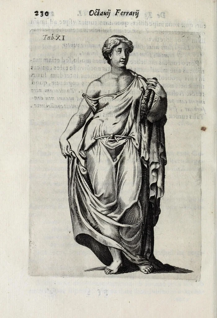 An illustration from Octavii Ferrari de re vestiaria, libri septem : quatuor postremi nunc primum prodeunt : reliqui emendatiores & auctiores .., 1654, leaf 264