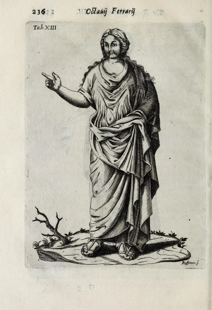 An illustration from Octavii Ferrari de re vestiaria, libri septem : quatuor postremi nunc primum prodeunt : reliqui emendatiores & auctiores .., 1654, leaf 270