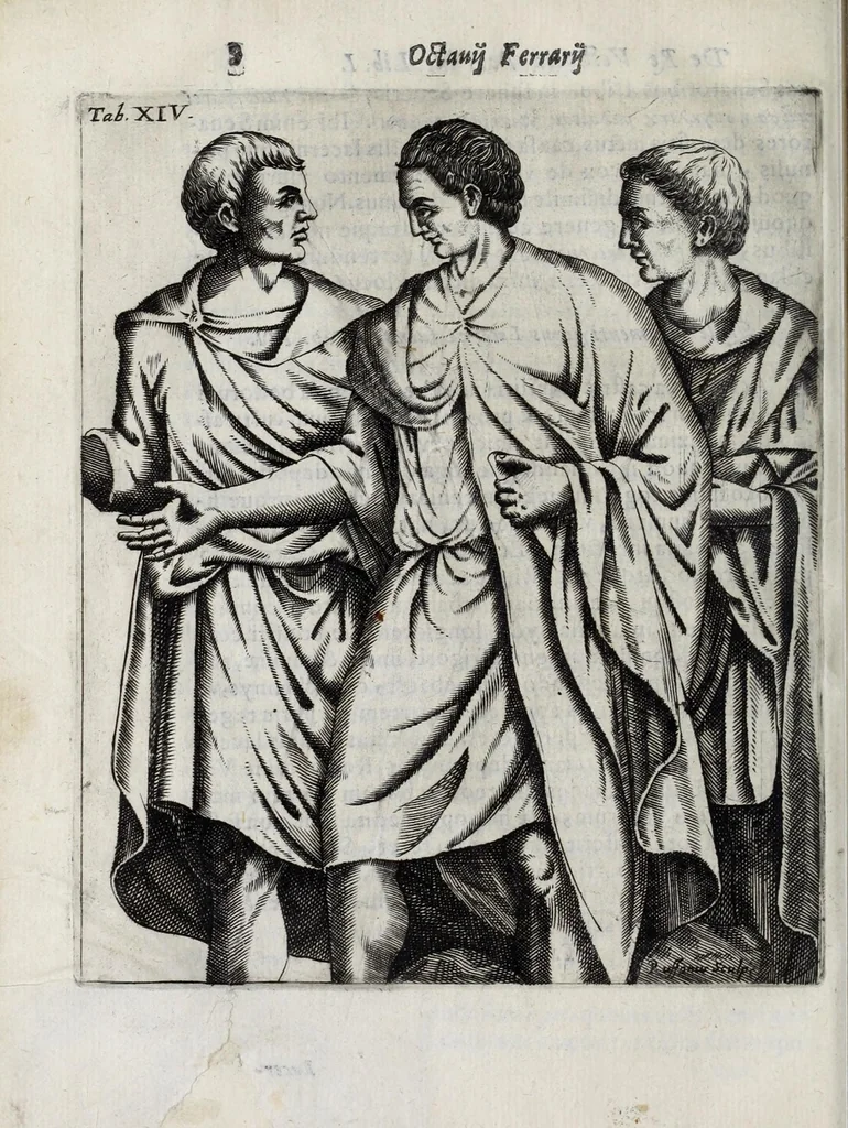 An illustration from Octavii Ferrari de re vestiaria, libri septem : quatuor postremi nunc primum prodeunt : reliqui emendatiores & auctiores .., 1654, leaf 320