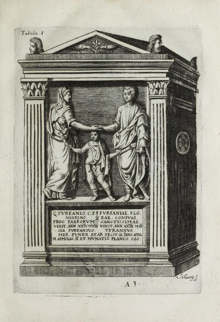 An illustration from Octavii Ferrari de re vestiaria, libri septem : quatuor postremi nunc primum prodeunt : reliqui emendatiores & auctiores .., 1654, leaf 33