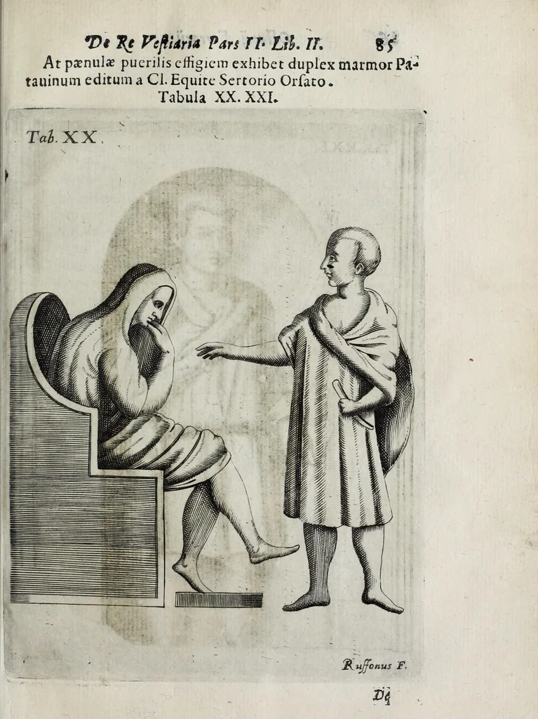 An illustration from Octavii Ferrari de re vestiaria, libri septem : quatuor postremi nunc primum prodeunt : reliqui emendatiores & auctiores .., 1654, leaf 397
