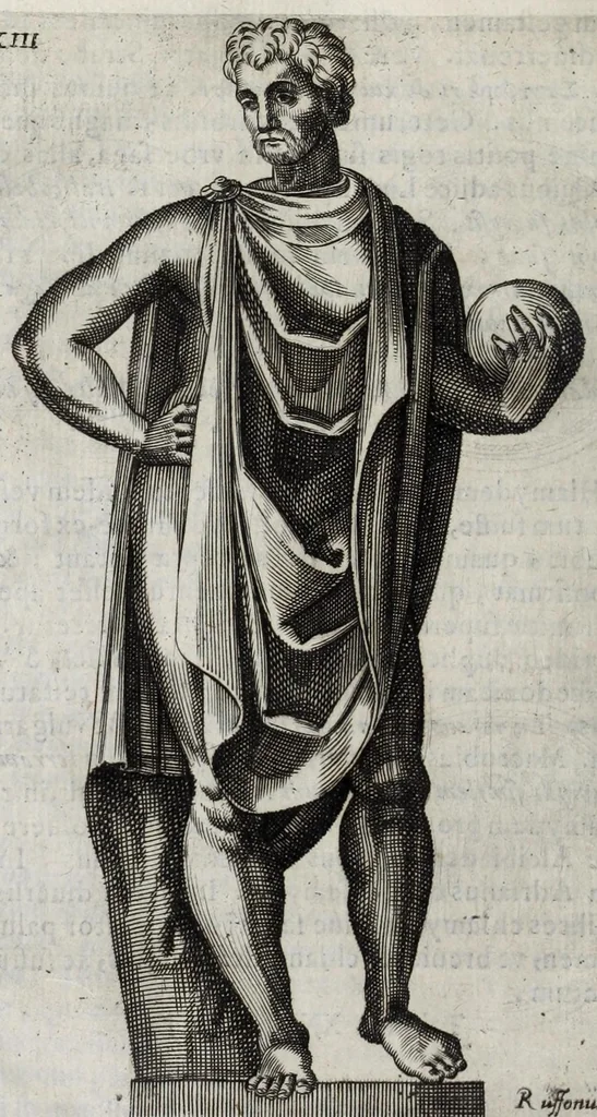 An illustration from Octavii Ferrari de re vestiaria, libri septem : quatuor postremi nunc primum prodeunt : reliqui emendatiores & auctiores .., 1654, leaf 420