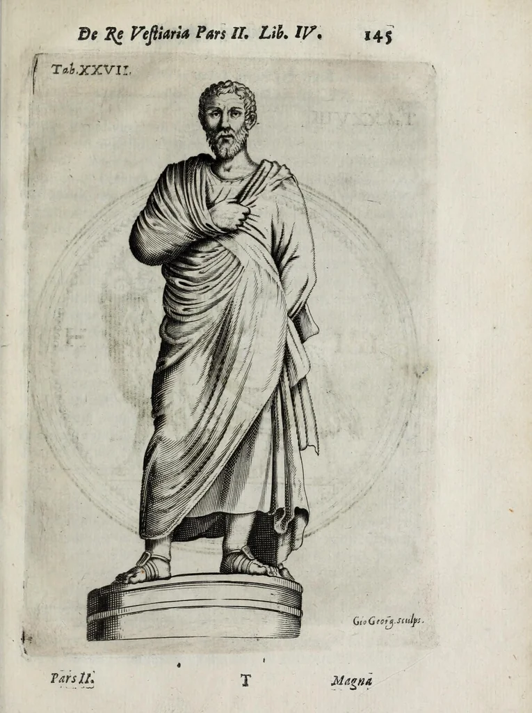 An illustration from Octavii Ferrari de re vestiaria, libri septem : quatuor postremi nunc primum prodeunt : reliqui emendatiores & auctiores .., 1654, leaf 459