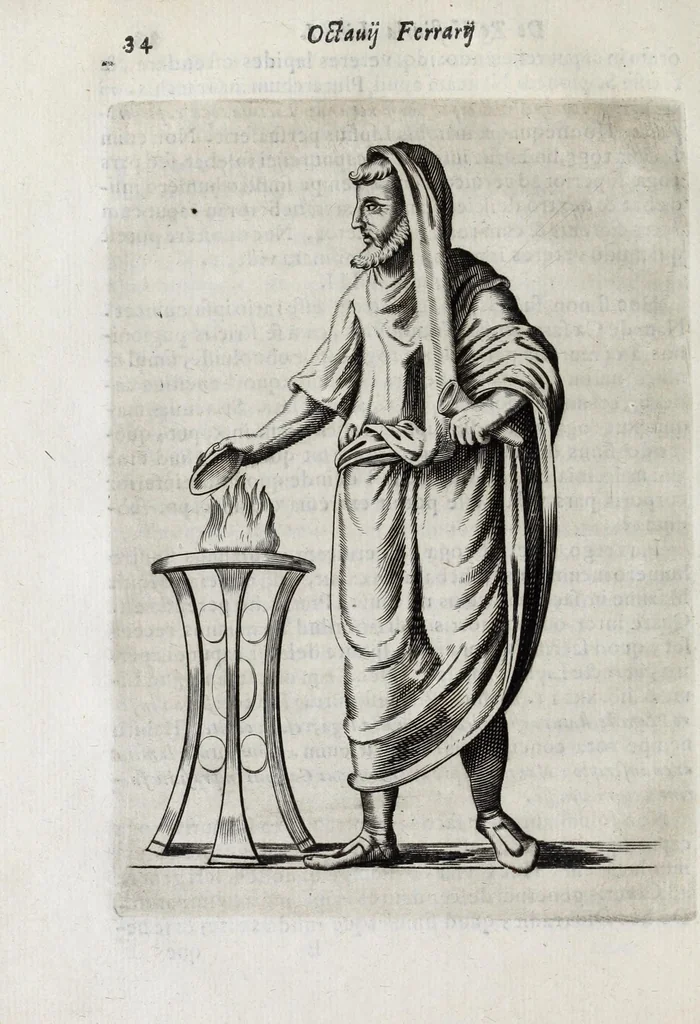An illustration from Octavii Ferrari de re vestiaria, libri septem : quatuor postremi nunc primum prodeunt : reliqui emendatiores & auctiores .., 1654, leaf 70
