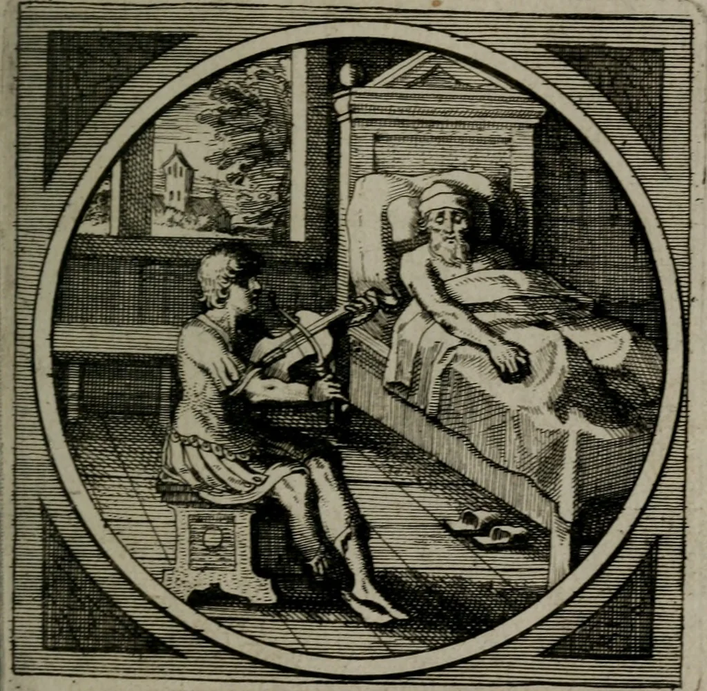 An illustration from Octoginta emblemata moralia nova : e sacris literis petita, formandis ad veram pietatem accommodata, & elegantibus picturis aeri incisis repraesentata, 1630, leaf 112