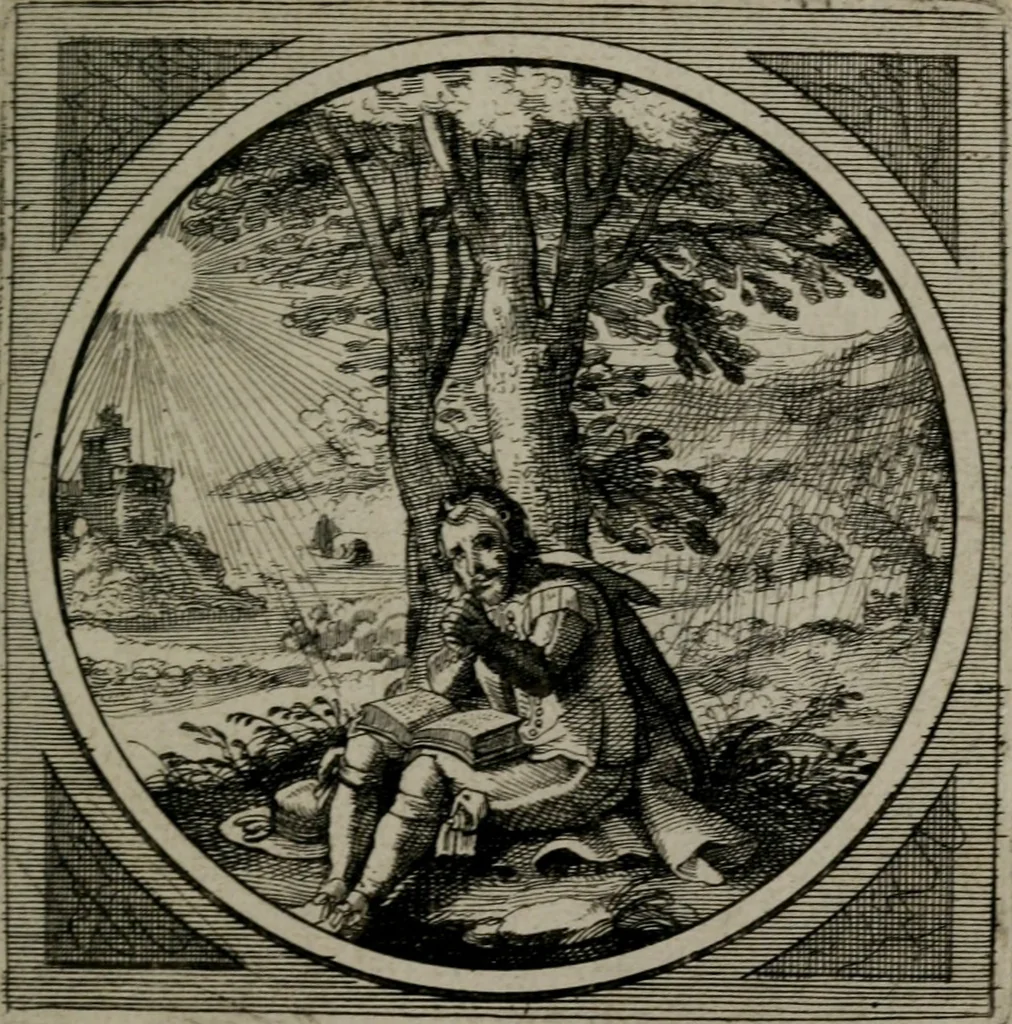 An illustration from Octoginta emblemata moralia nova : e sacris literis petita, formandis ad veram pietatem accommodata, & elegantibus picturis aeri incisis repraesentata, 1630, leaf 172