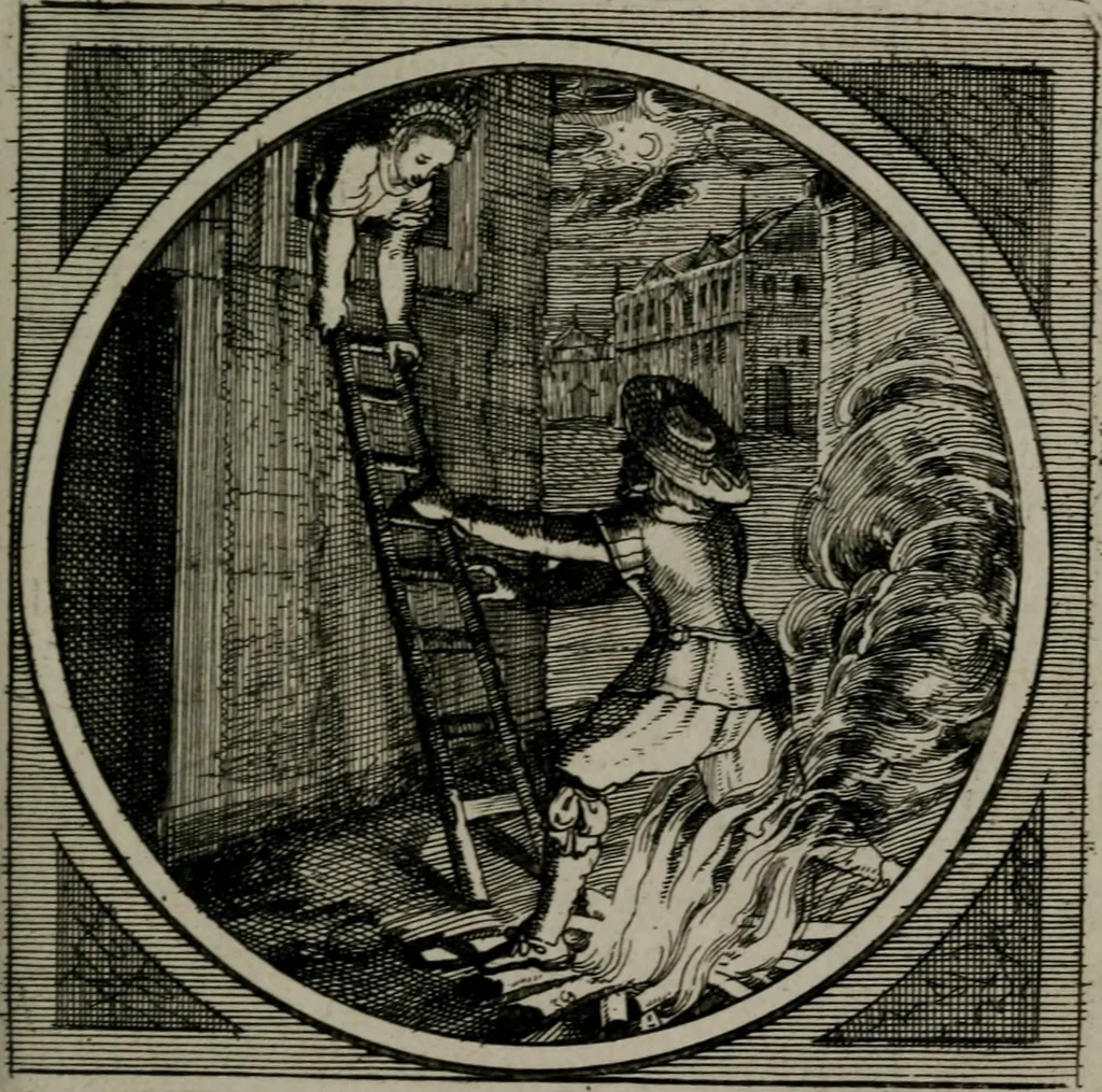 An illustration from Octoginta emblemata moralia nova : e sacris literis petita, formandis ad veram pietatem accommodata, & elegantibus picturis aeri incisis repraesentata, 1630, leaf 196