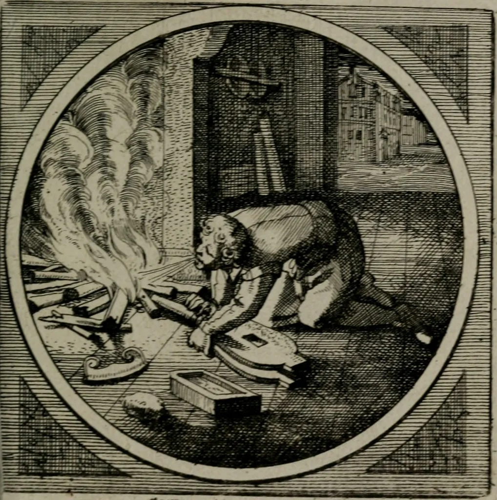 An illustration from Octoginta emblemata moralia nova : e sacris literis petita, formandis ad veram pietatem accommodata, & elegantibus picturis aeri incisis repraesentata, 1630, leaf 216