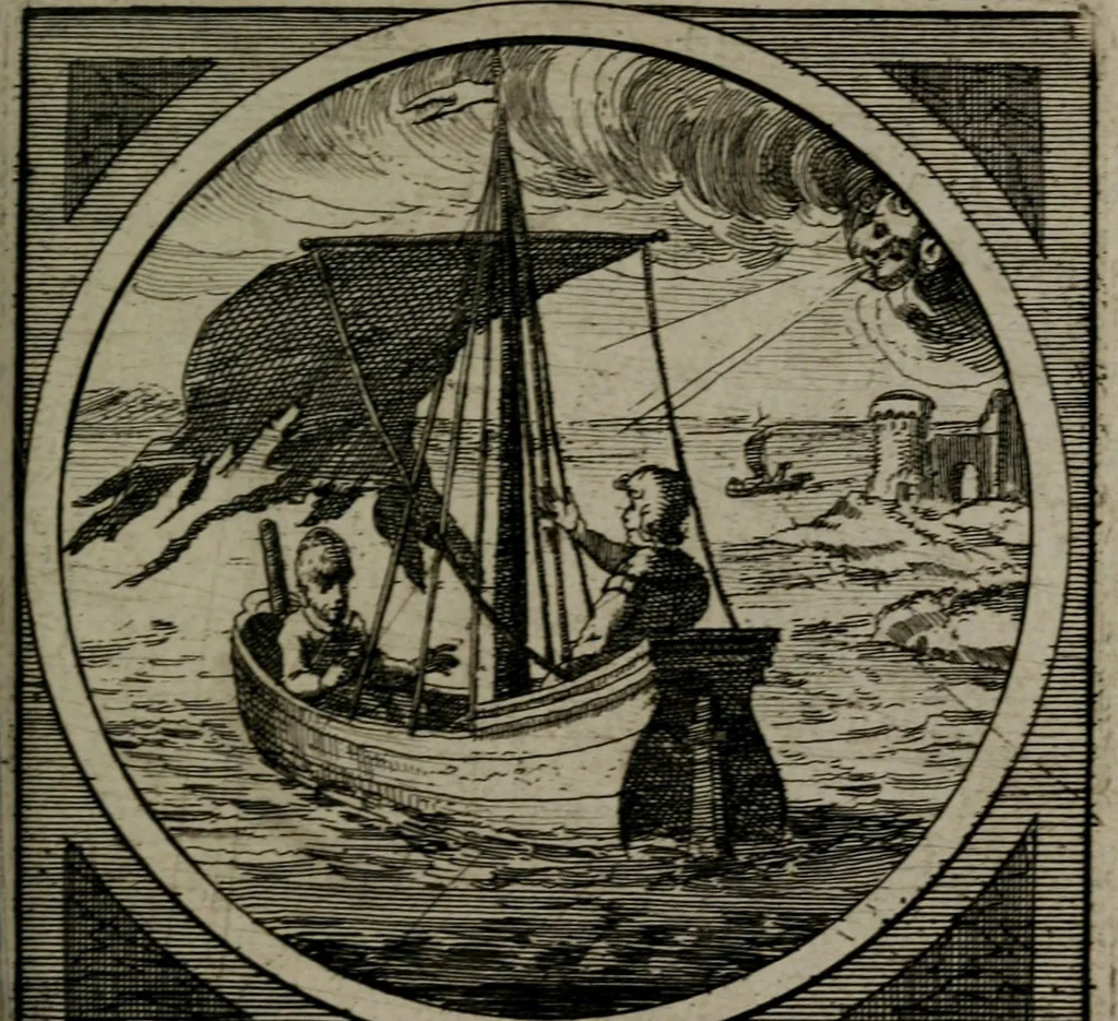 An illustration from Octoginta emblemata moralia nova : e sacris literis petita, formandis ad veram pietatem accommodata, & elegantibus picturis aeri incisis repraesentata, 1630, leaf 228