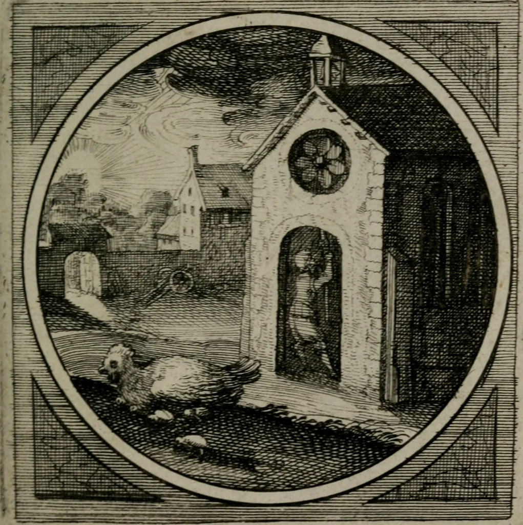 An illustration from Octoginta emblemata moralia nova : e sacris literis petita, formandis ad veram pietatem accommodata, & elegantibus picturis aeri incisis repraesentata, 1630, leaf 252