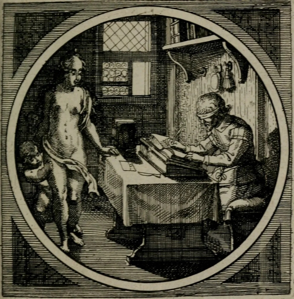 An illustration from Octoginta emblemata moralia nova : e sacris literis petita, formandis ad veram pietatem accommodata, & elegantibus picturis aeri incisis repraesentata, 1630, leaf 256