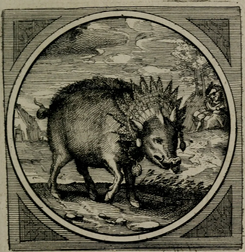 An illustration from Octoginta emblemata moralia nova : e sacris literis petita, formandis ad veram pietatem accommodata, & elegantibus picturis aeri incisis repraesentata, 1630, leaf 276