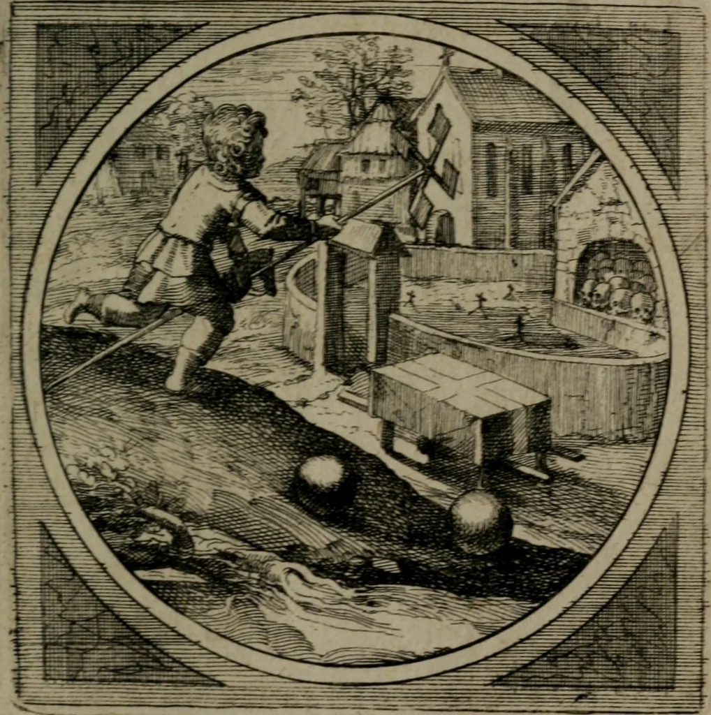 An illustration from Octoginta emblemata moralia nova : e sacris literis petita, formandis ad veram pietatem accommodata, & elegantibus picturis aeri incisis repraesentata, 1630, leaf 328