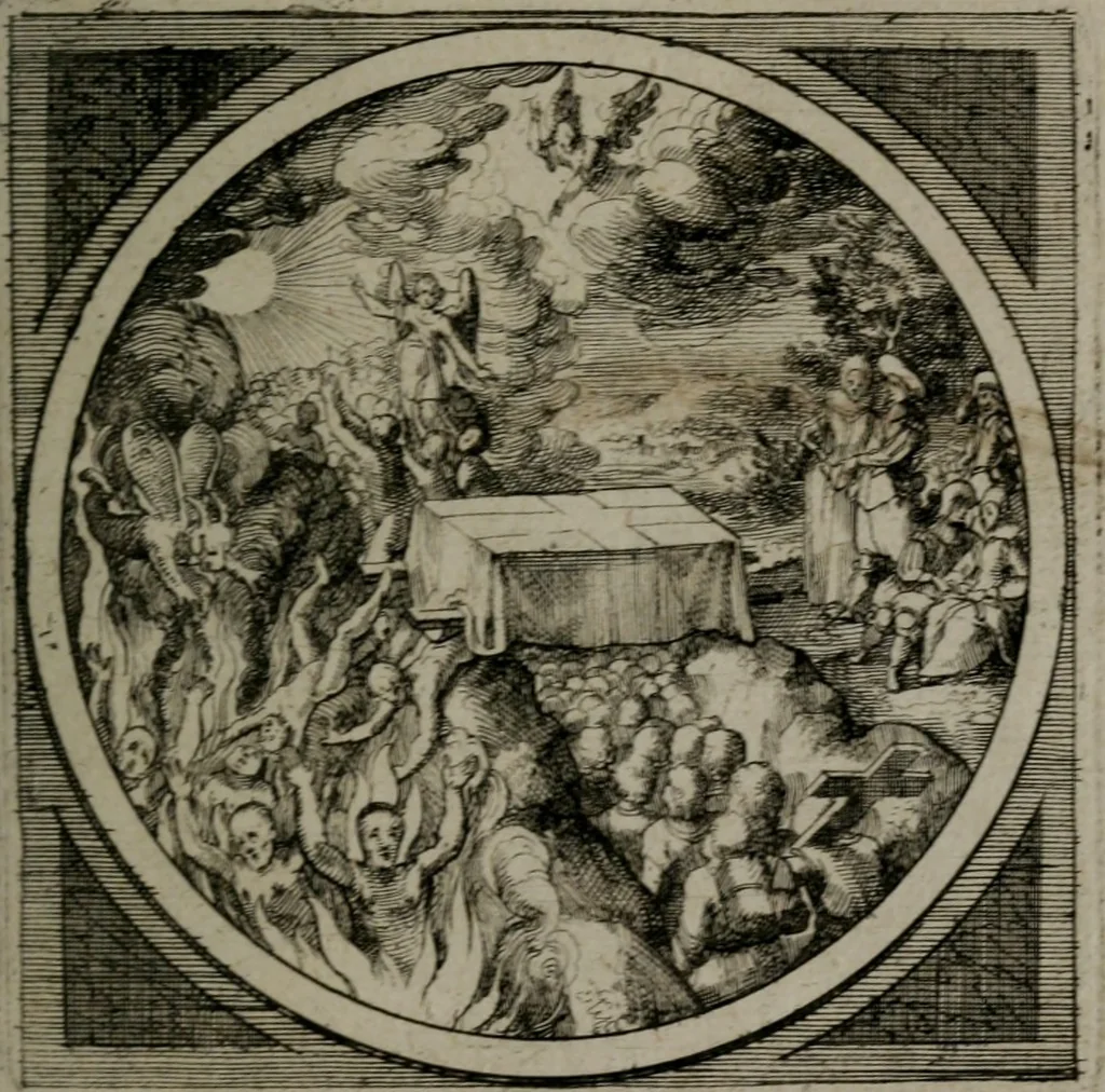 An illustration from Octoginta emblemata moralia nova : e sacris literis petita, formandis ad veram pietatem accommodata, & elegantibus picturis aeri incisis repraesentata, 1630, leaf 68