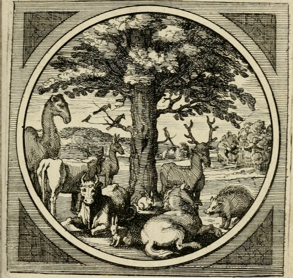 An illustration from Octoginta emblemata moralia nova, e sacris literis petita, formandis ad veram pietatem accommodata, & elegantibus picturis aeri incisis repraesentata, 1630, leaf 118