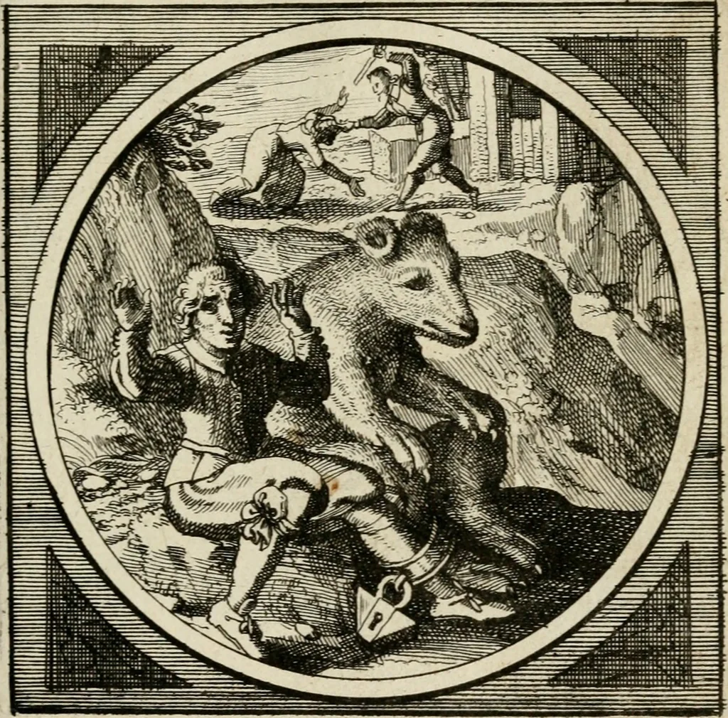An illustration from Octoginta emblemata moralia nova, e sacris literis petita, formandis ad veram pietatem accommodata, & elegantibus picturis aeri incisis repraesentata, 1630, leaf 222