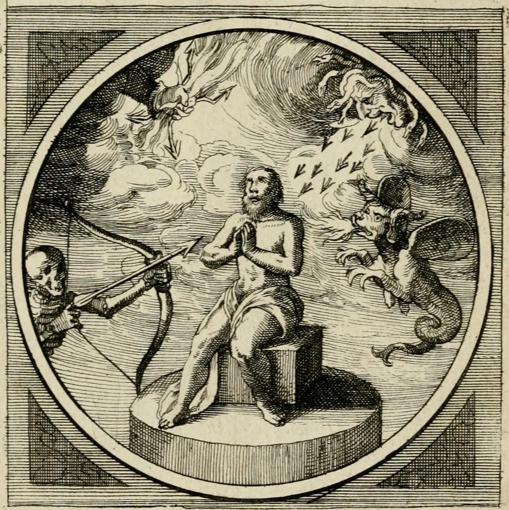 An illustration from Octoginta emblemata moralia nova, e sacris literis petita, formandis ad veram pietatem accommodata, & elegantibus picturis aeri incisis repraesentata, 1630, leaf 282