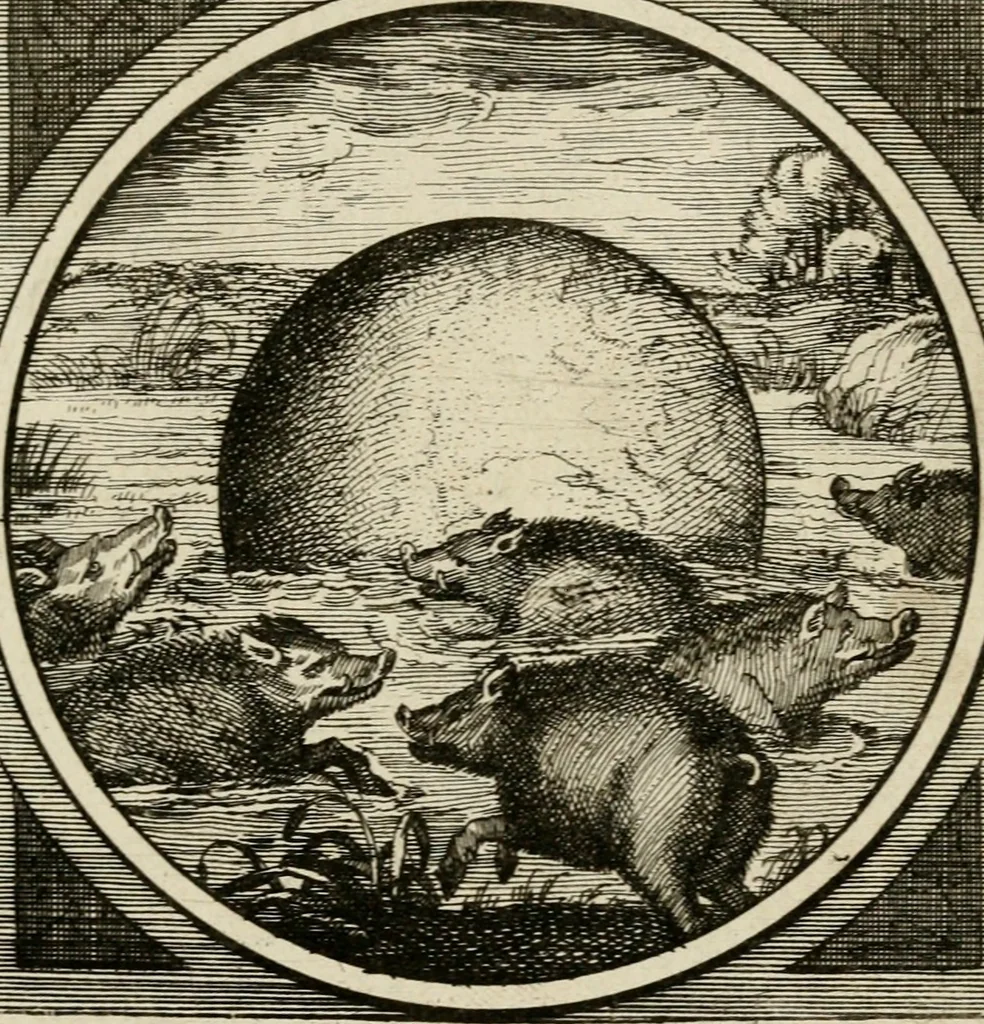 An illustration from Octoginta emblemata moralia nova, e sacris literis petita, formandis ad veram pietatem accommodata, & elegantibus picturis aeri incisis repraesentata, 1630, leaf 330