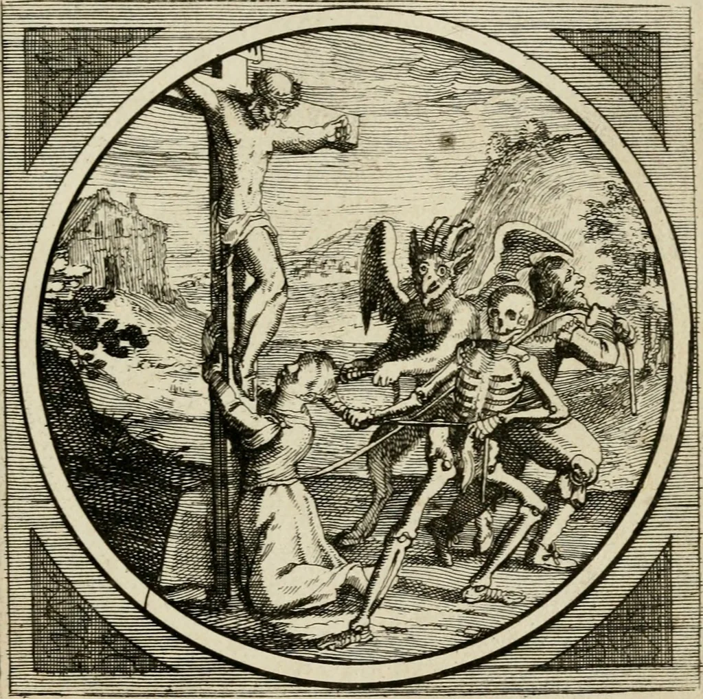 An illustration from Octoginta emblemata moralia nova, e sacris literis petita, formandis ad veram pietatem accommodata, & elegantibus picturis aeri incisis repraesentata, 1630, leaf 338