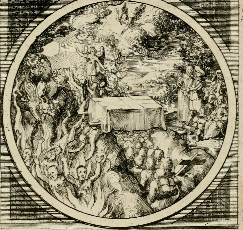 An illustration from Octoginta emblemata moralia nova, e sacris literis petita, formandis ad veram pietatem accommodata, & elegantibus picturis aeri incisis repraesentata, 1630, leaf 74