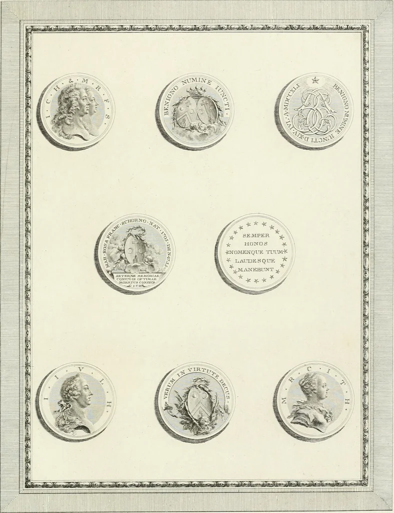 An illustration from Oeuvre du chevalier Hedlinger, ou, Recueil des medailles de ce celebre artiste, gravées en taille douce, accompagnées d'une explication historique et critique, et précédées de la vie de l'auteur, 1778, leaf 16