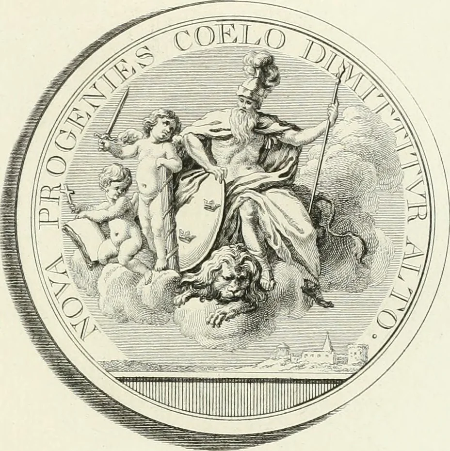 An illustration from Oeuvre du chevalier Hedlinger, ou, Recueil des medailles de ce celebre artiste, gravées en taille douce, accompagnées d'une explication historique et critique, et précédées de la vie de l'auteur, 1778, leaf 28