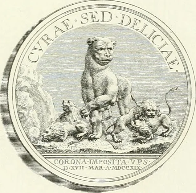 An illustration from Oeuvre du chevalier Hedlinger, ou, Recueil des medailles de ce celebre artiste, gravées en taille douce, accompagnées d'une explication historique et critique, et précédées de la vie de l'auteur, 1778, leaf 60