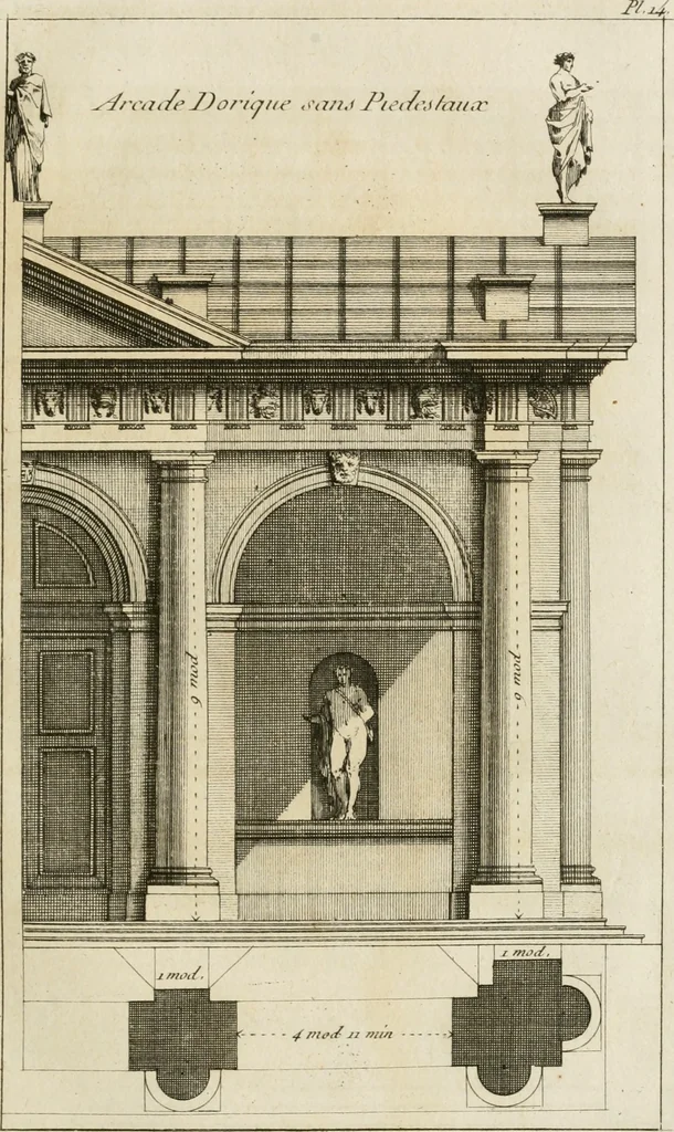 An illustration from uvres d'architecture de Vincent Scamozzi, architecte de la République de Venise, 1764, leaf 154
