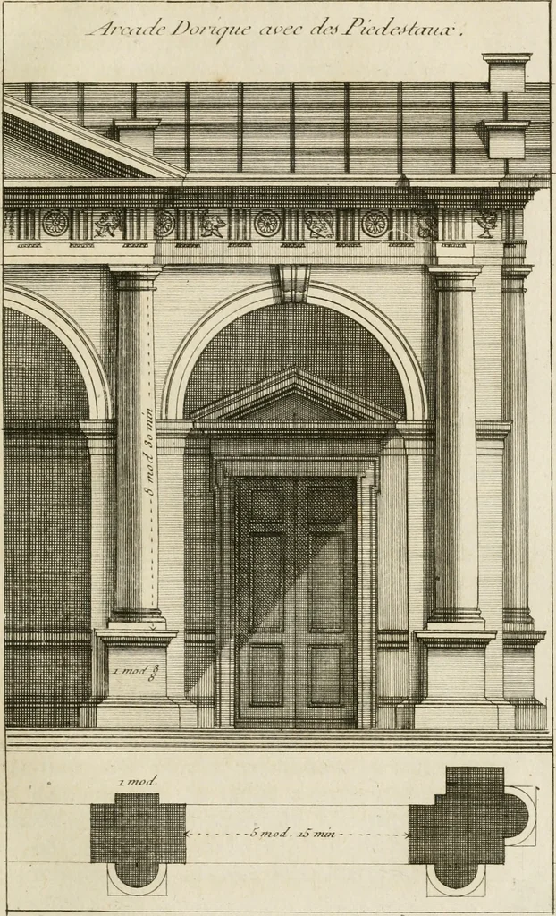 An illustration from uvres d'architecture de Vincent Scamozzi, architecte de la République de Venise, 1764, leaf 158