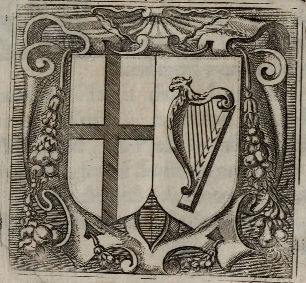 An illustration from Of the dominion, or, ownership of the sea two books. In the first is shew'd, that the sea, by the lavv of nature, or nations, is not common to all men, but capable of private dominion or proprietie, as well as the land. In the second is proved, that the dominion of the British sea, or that which incompasseth the isle of Great Britain, is, and ever hath been, a part or appendant of the empire of that island. Written at first in Latin, and entituled, Mare clausum seu, De dominio maris, by John Selden ... Translated into English; and set forth with som additional evidences and discourses, 1652, leaf 12