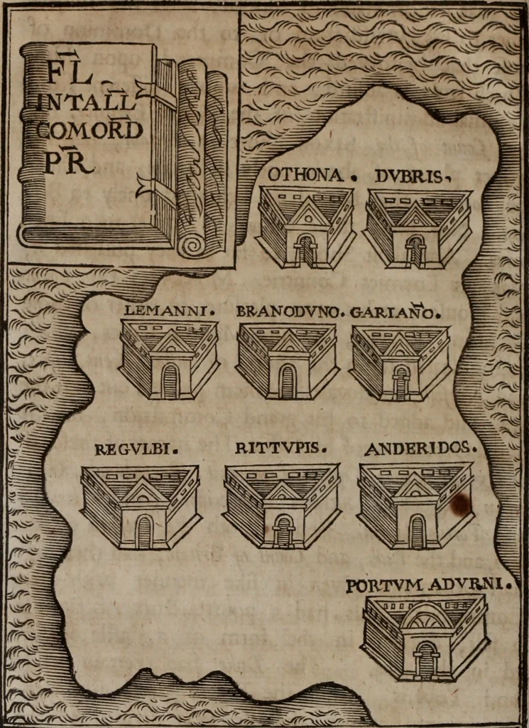 An illustration from Of the dominion, or, ownership of the sea two books. In the first is shew'd, that the sea, by the lavv of nature, or nations, is not common to all men, but capable of private dominion or proprietie, as well as the land. In the second is proved, that the dominion of the British sea, or that which incompasseth the isle of Great Britain, is, and ever hath been, a part or appendant of the empire of that island. Written at first in Latin, and entituled, Mare clausum seu, De dominio maris, by John Selden ... Translated into English; and set forth with som additional evidences and discourses, 1652, leaf 275