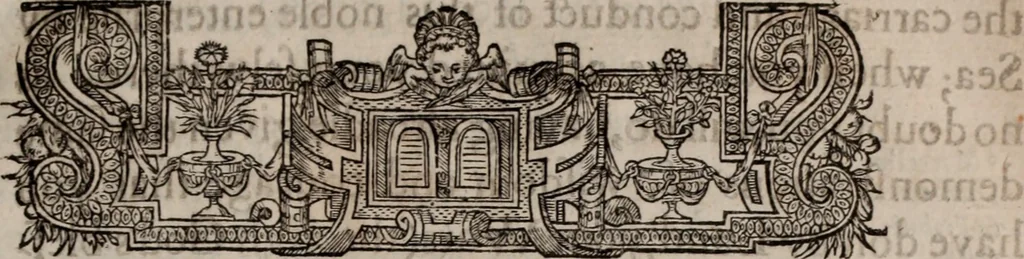 An illustration from Of the dominion, or, ownership of the sea two books. In the first is shew'd, that the sea, by the lavv of nature, or nations, is not common to all men, but capable of private dominion or proprietie, as well as the land. In the second is proved, that the dominion of the British sea, or that which incompasseth the isle of Great Britain, is, and ever hath been, a part or appendant of the empire of that island. Written at first in Latin, and entituled, Mare clausum seu, De dominio maris, by John Selden ... Translated into English; and set forth with som additional evidences and discourses, 1652, leaf 32
